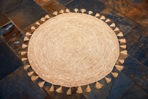 SICHE - Handmade Round Woven Tassel Rug